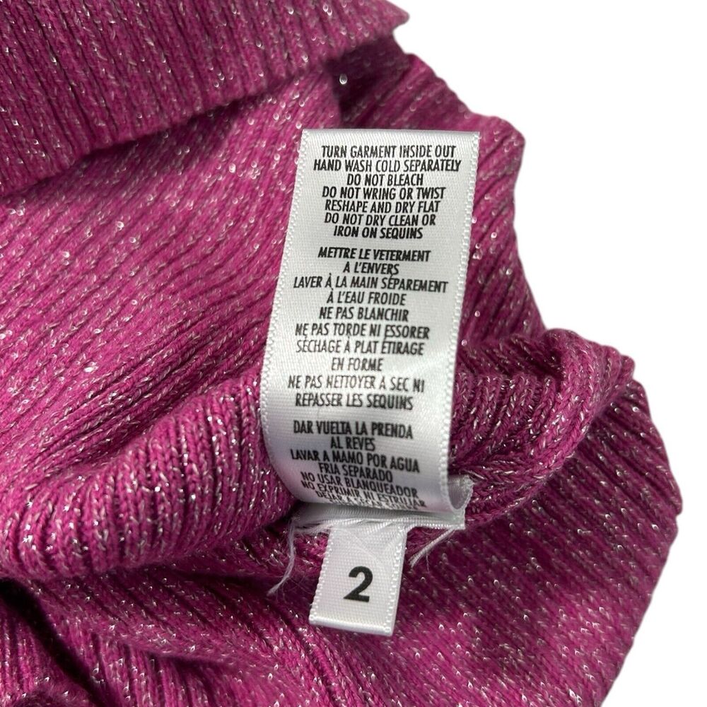 Casual Corner Sleeveless Sequin Neck Tank Blouse Pink Metallic Knit XS Y2K - Picture 7 of 8